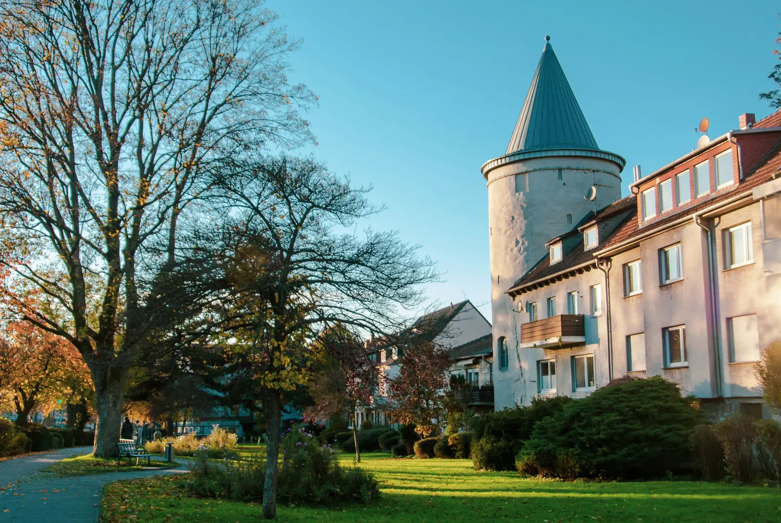 Hopheiturm, runder Turm der alten Stadtbefestigung in Paderborn.
