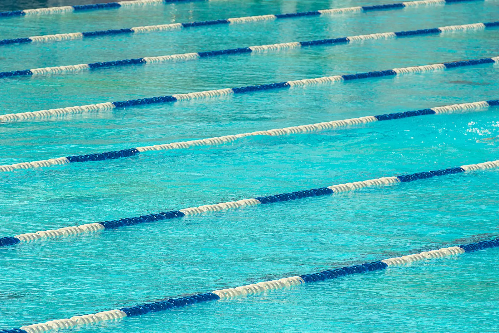 Betriebsmittelprüfung und Leiter- und Trittprüfung im Schwimmbad: Abgetrennte Schwimmbahnen im Becken.