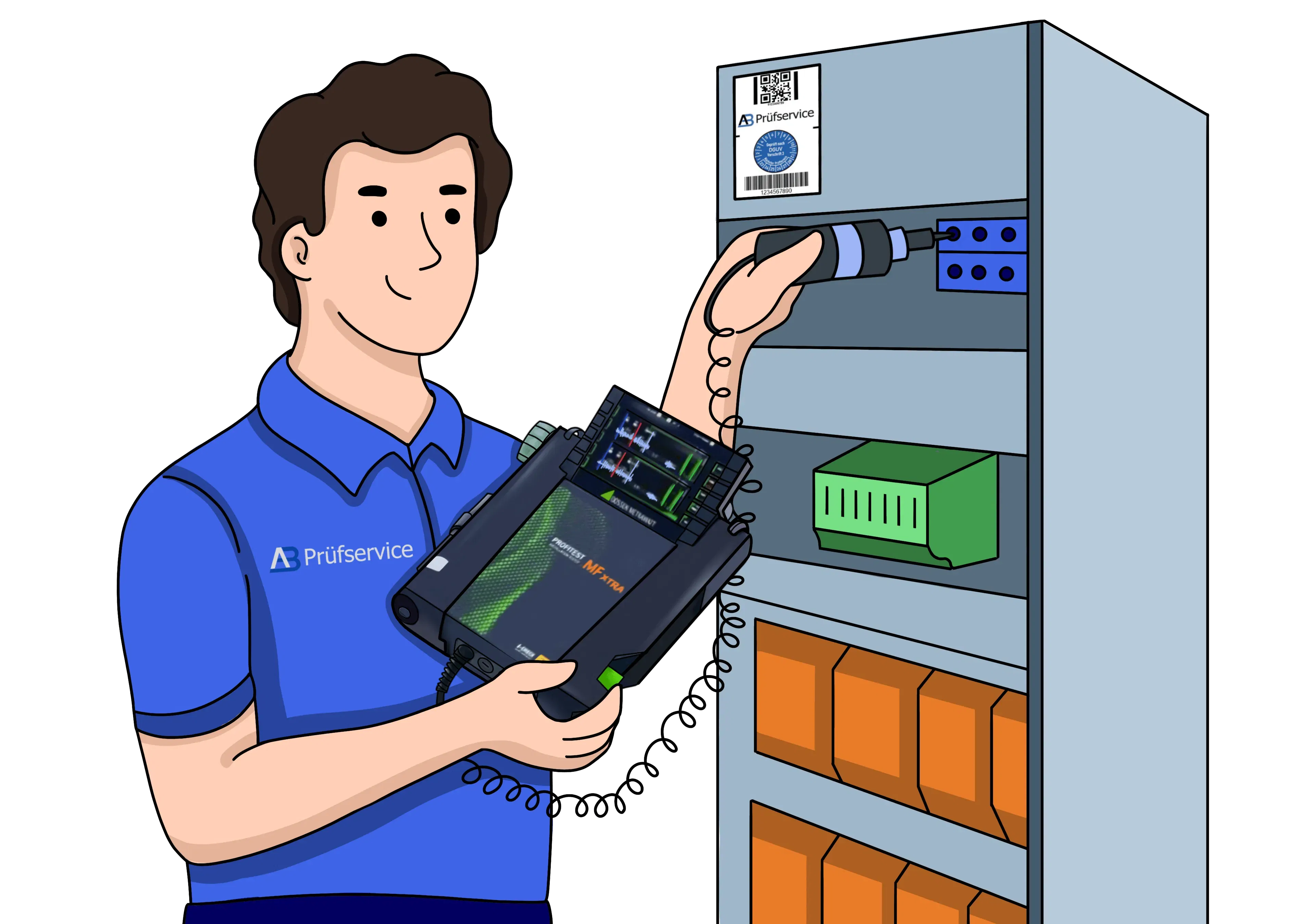 Techniker verwendet Diagnosegeräte an einem Server-Rack.