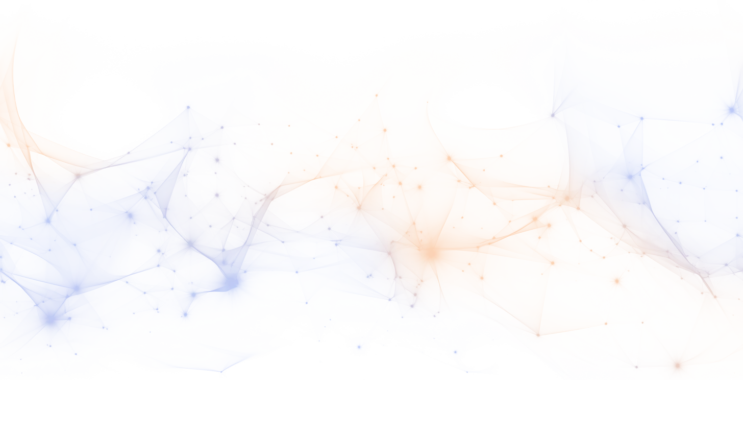 Ein abstraktes Gemälde in Blau, Orange und Weiß.