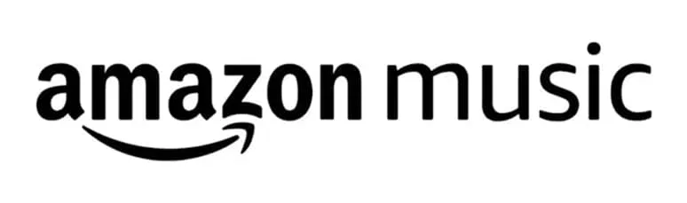 Amazon Music-Logo in schwarzer Schrift mit einem geschwungenen Pfeil unter dem Wort 