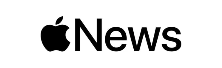 Das Apple News-Logo zeigt ein schwarzes Apple-Symbol, gefolgt von dem Wort 