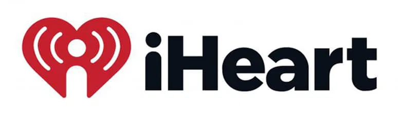 Das iHeart-Logo zeigt ein rotes Herz mit Radiowellen und einem kleinen 