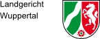 Logo des Landgerichts Wuppertal mit einem grün-weiß-roten Schild mit einem weißen Pferd und einer Blume.